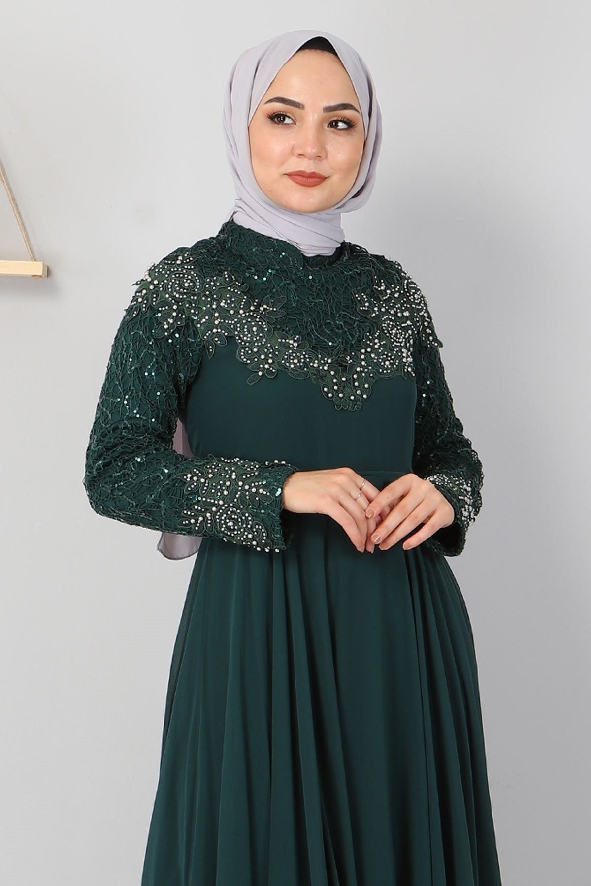 Dark green dress with hijab shop