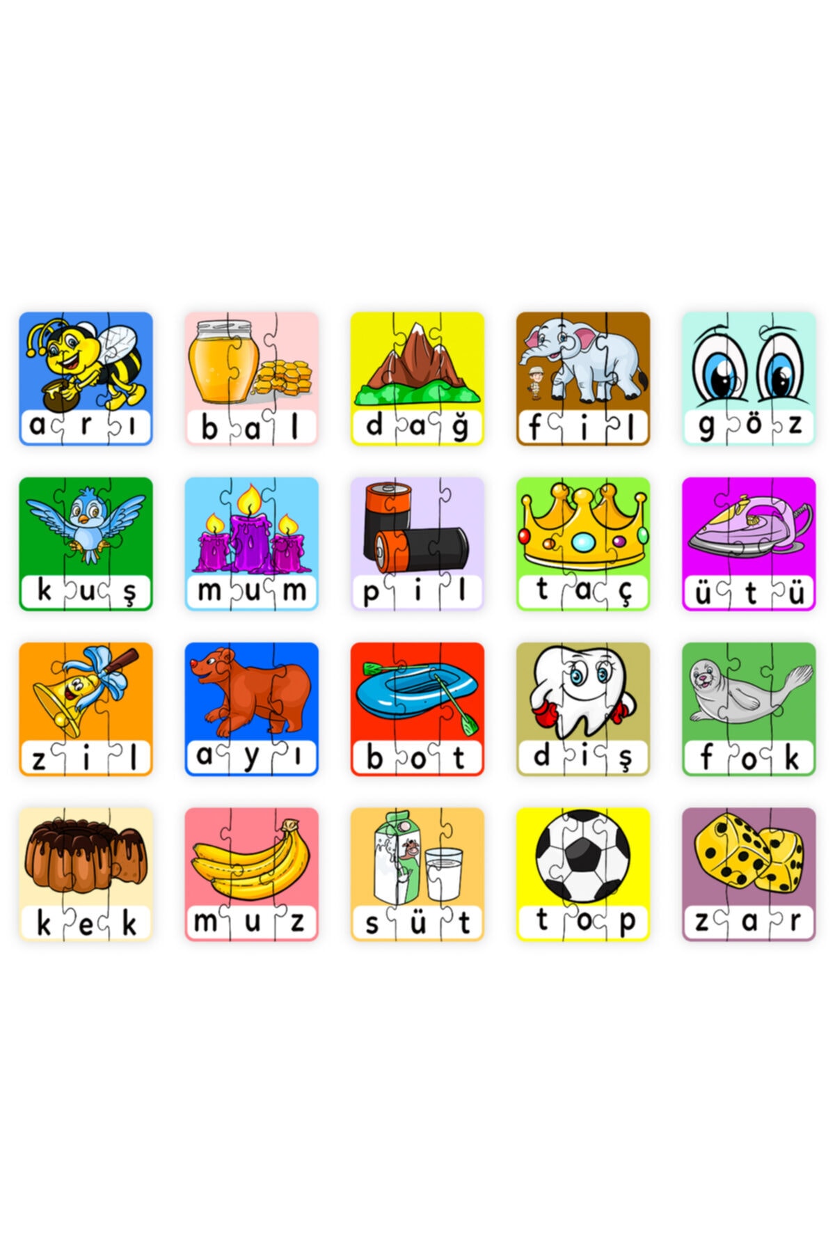 minİQ toys 3 Harfli Kelimeler + 4 Harfli Kelimeler 2'li Set Eğitici-öğretici Yapboz fotoğrafı 5 (önizleme)