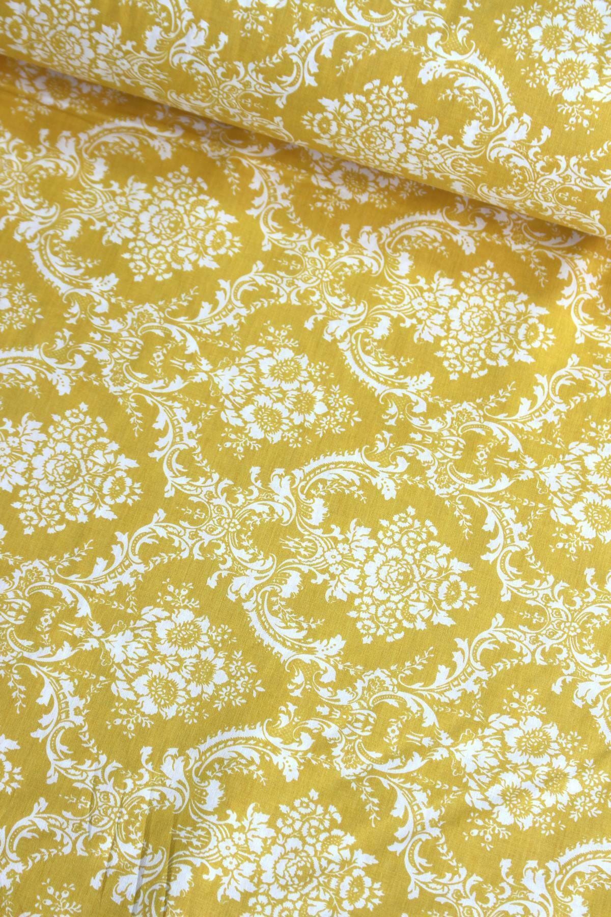 Mari：Poplin Daisy Cutwork daisy star Sarı Damask Nevresimlik Poplin Kumaş - Fiyatı, Yorumları