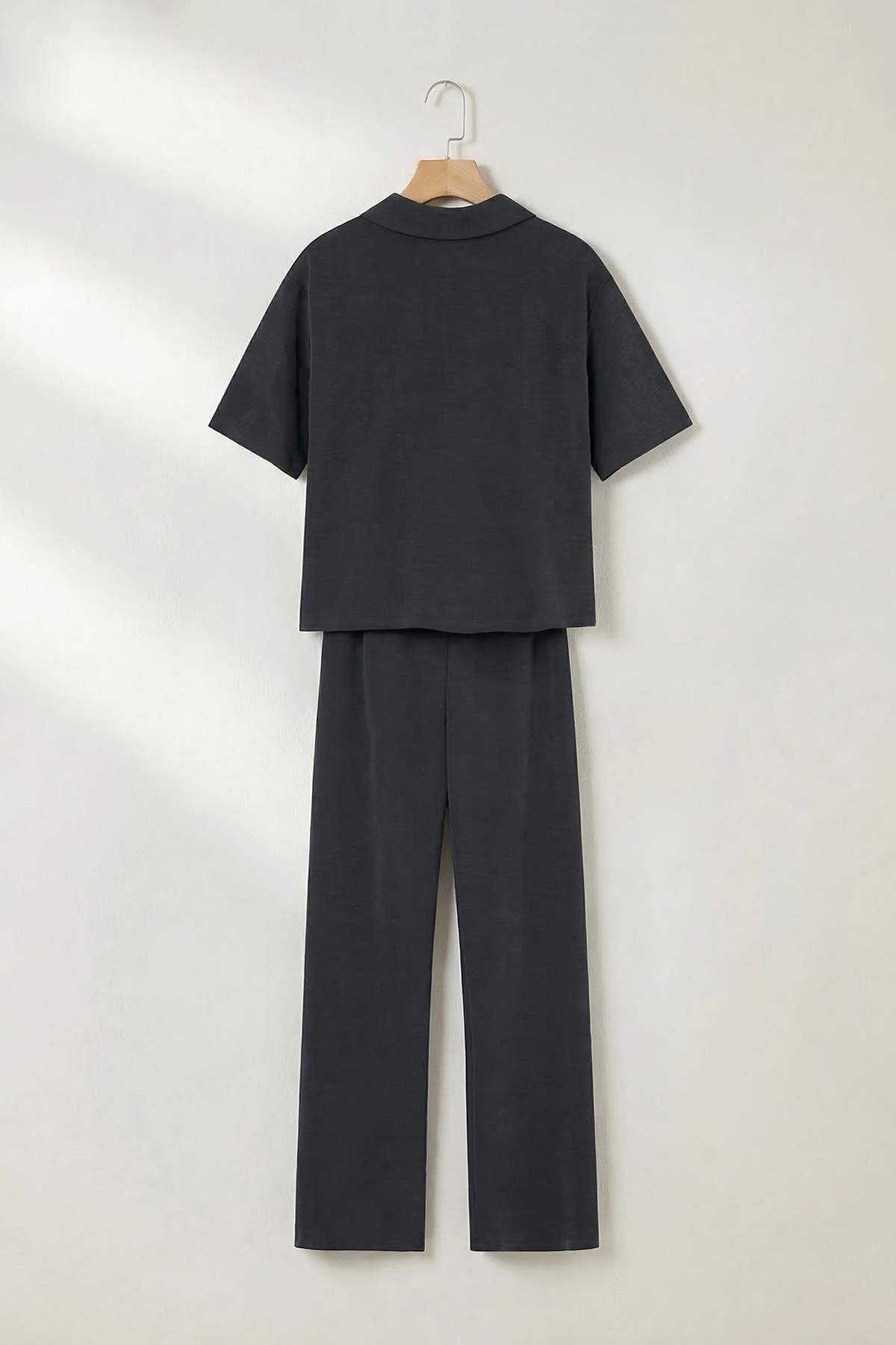 Trendyolmilla  Antrasit Polo Yaka Rahat Kalıp Modal Pike Alt - Üst Takım TDRSS26AU00020 - Görsel 6