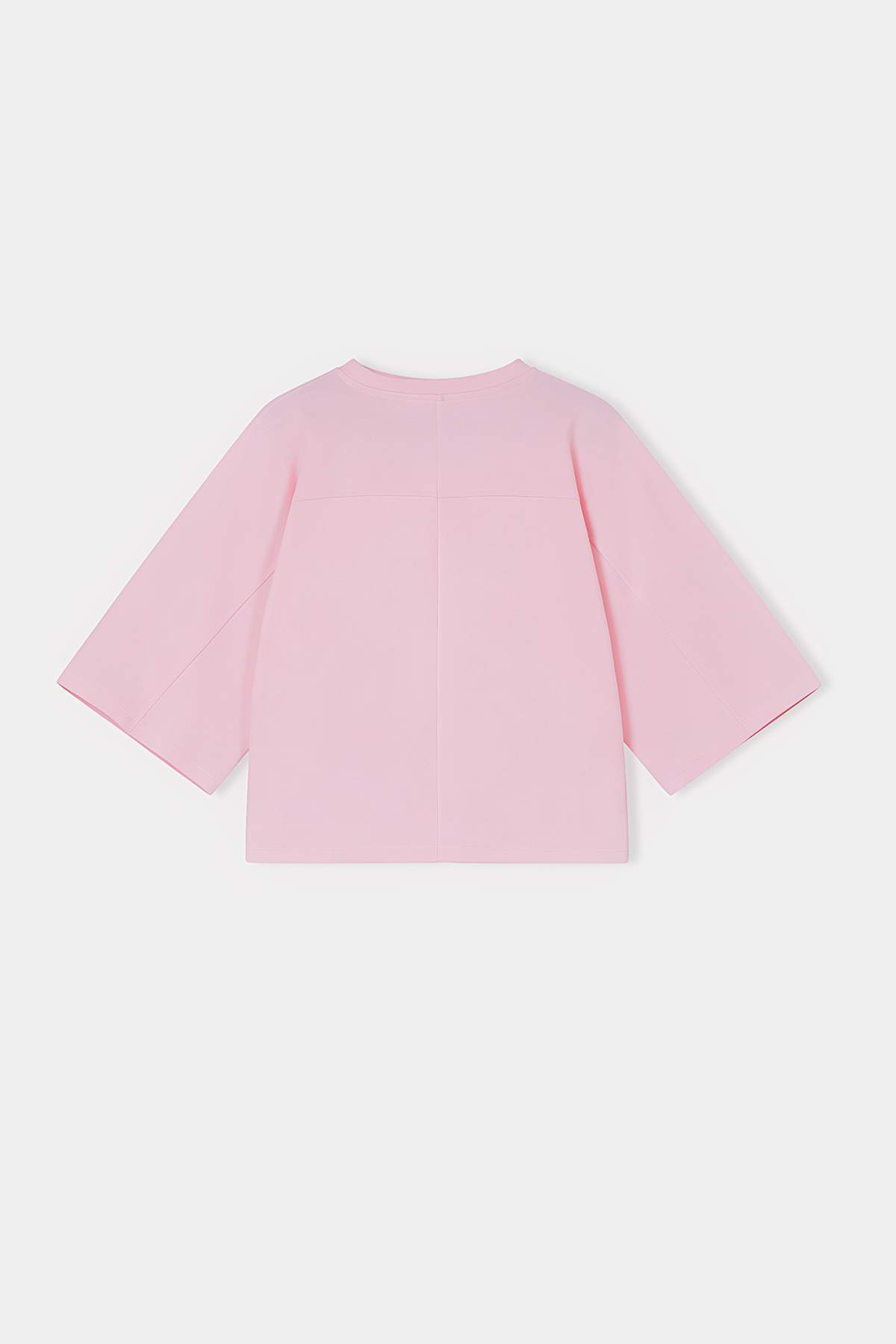 Trendyolmilla  Wardrobe Essentials-Pembe Geniş Kalıp Yarasa Kol %100 Pamuk Örme T-Shirt TWOSS26TS00047 - Görsel 6
