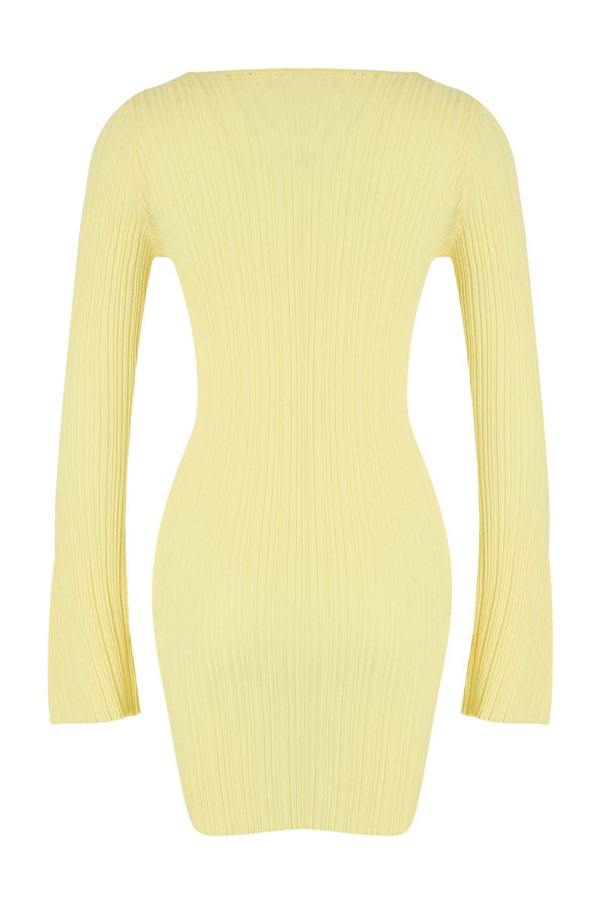 Trendyolmilla  Sarı Triko Aksesuarlı Mini Plaj Elbisesi TBESS26EL00028 - Görsel 5