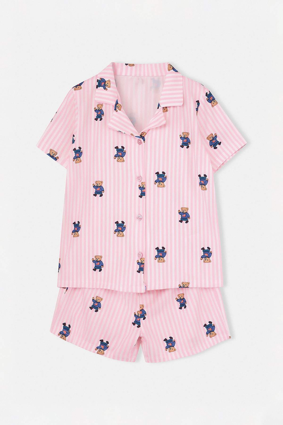TRENDYOLKIDS Rosa Teddybär-Pyjama-Set für Mädchen TKDSS26PT00022