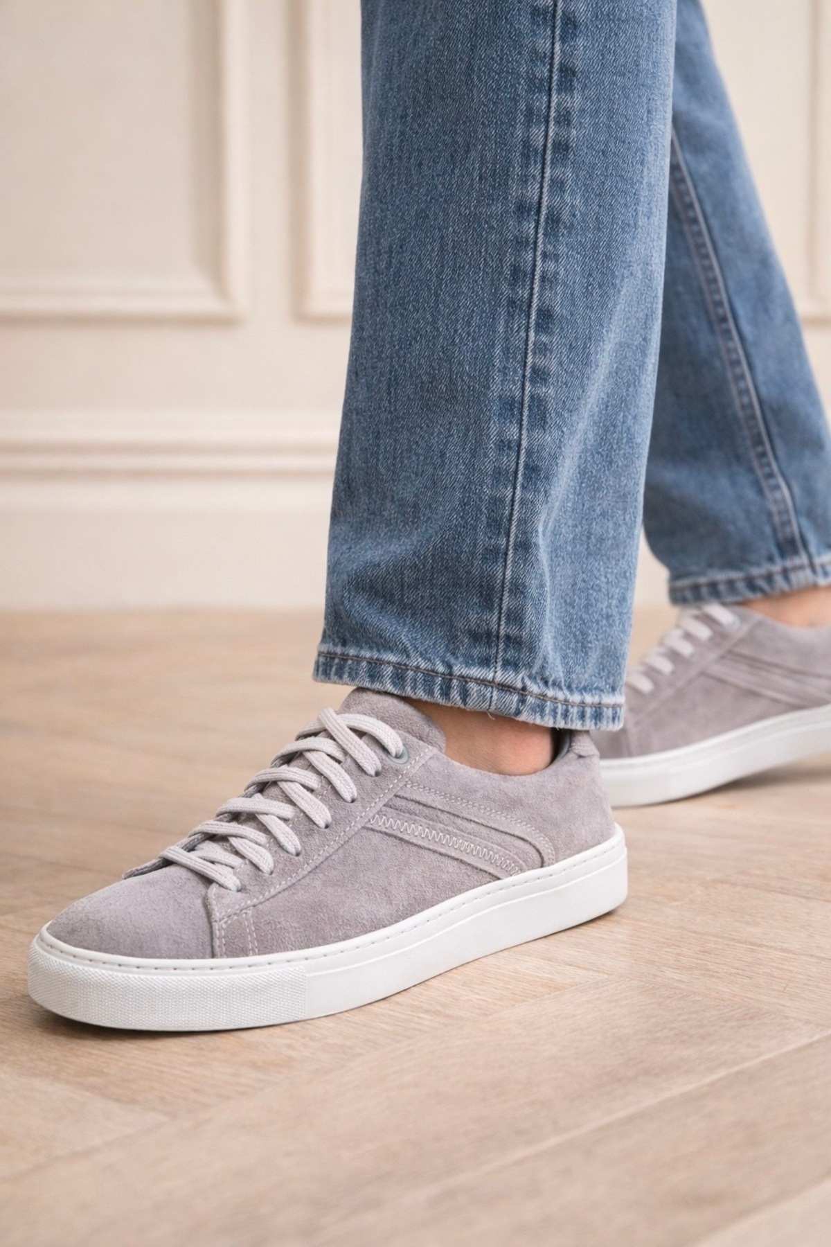 Vantaggio Ranger Gri Bağcıklı Süet Deri Erkek Sneaker Ayakkabı
