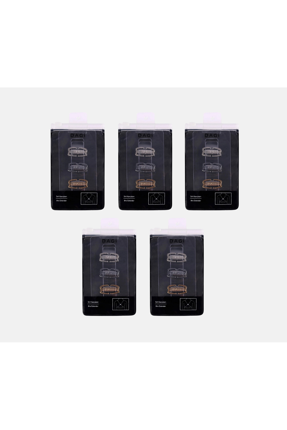 5 Adet 3'lü Sırt Kancası - Sütyen Uzatma Aparatı - 2