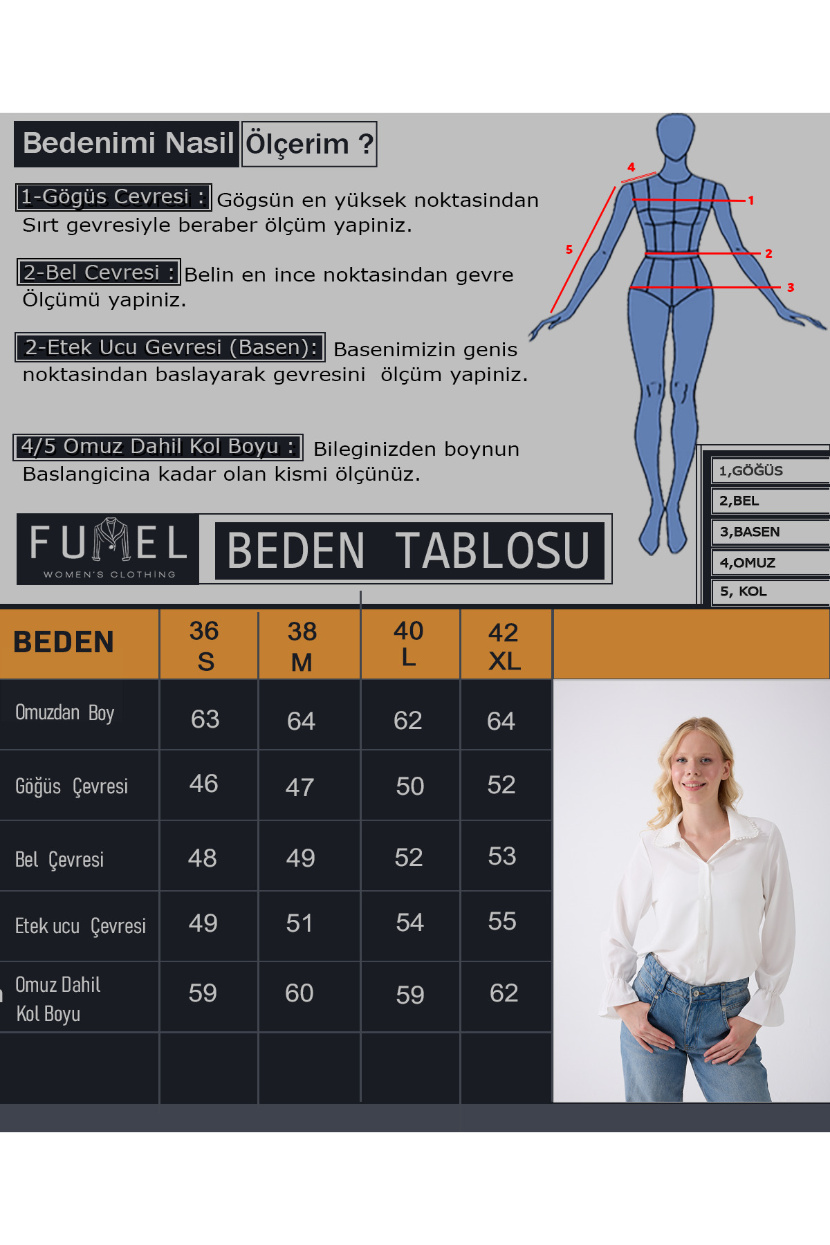 Fumel  Kadın Ekru Büzgülü Kol Dantenli Yaka Detaylı Dokuma Gömlek - Görsel 8