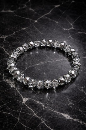 LuneraBag Parlak Beyaz Özel Kristal Taşlı Premium Kadın Bileklik