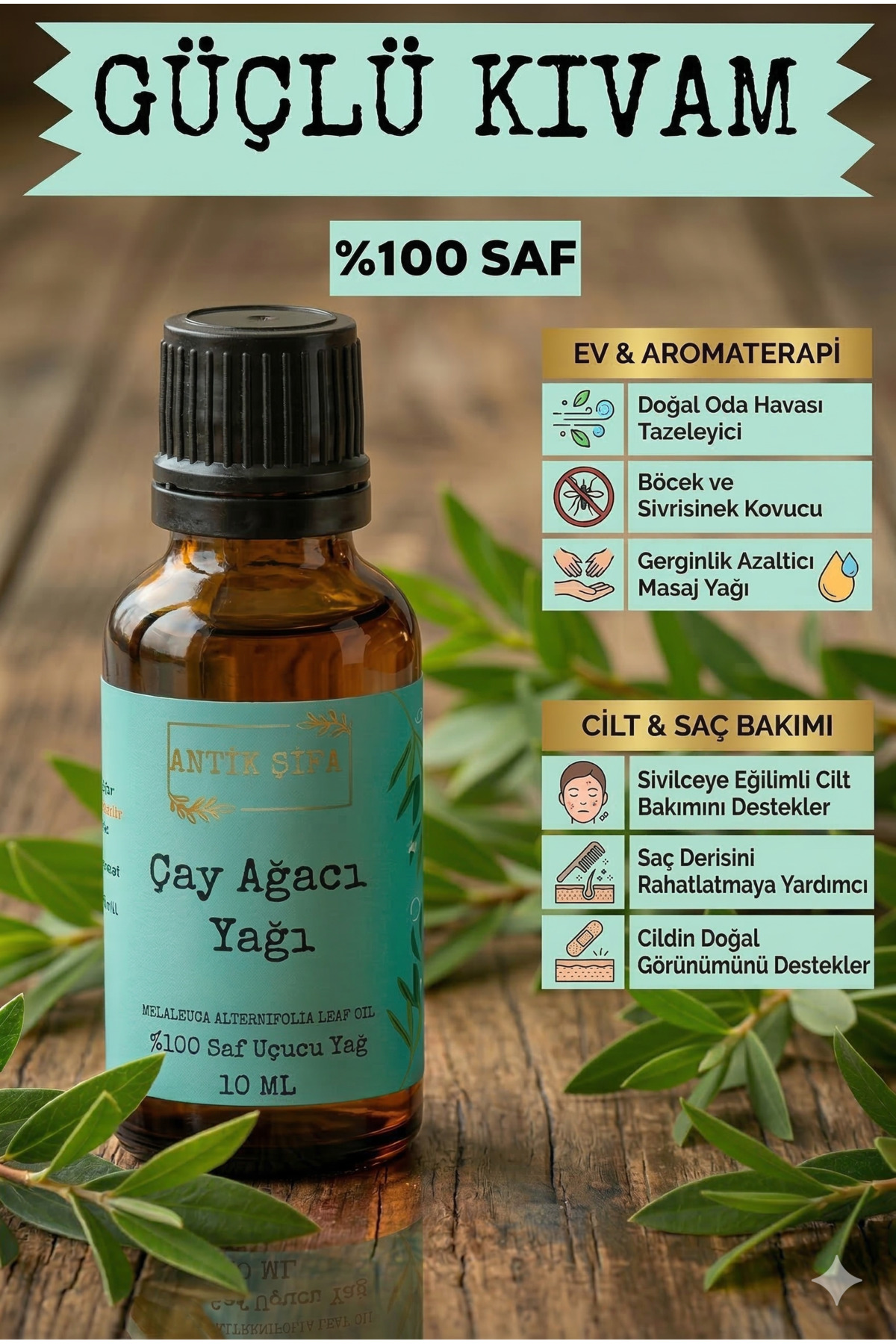 Çay Ağacı Yağı (2X10ML) - %100 Seyreltilmemiş Doğal Çay Ağacı Uçucu Yağı — cayagacı1 — تصویر 4 از 7