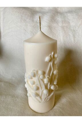 SCA CANDLE Dekoratif Gül Beyaz Renk Vanilya Kokulu Rattan Çiçekli Desenli Luk...