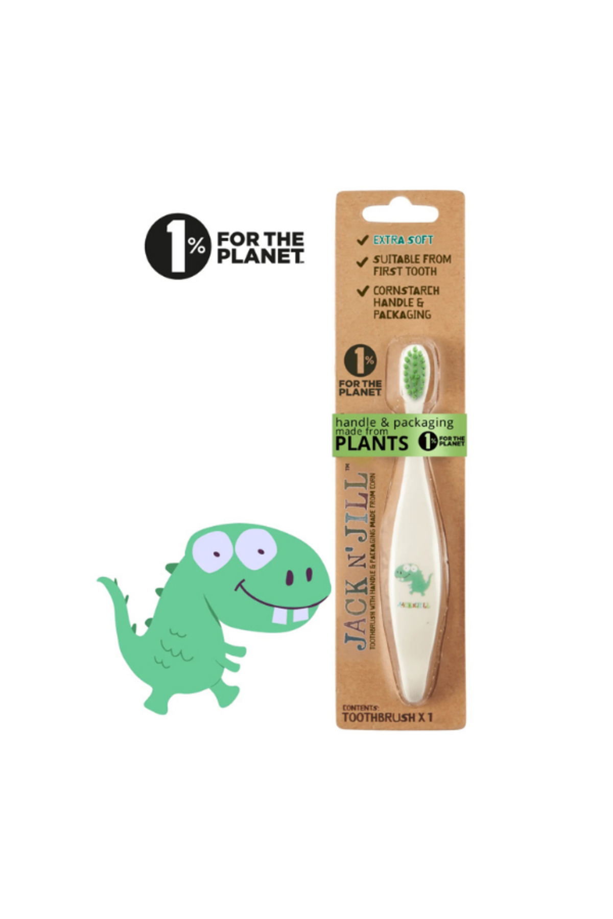 Jack N'Jill Jack N Jill Doğal Sertifikalı Bebek/Çocuk Diş Seti (Fil&Dino Diş Fırçası + Aromasız Diş Macunu 50g) fotoğrafı 2 (önizleme)