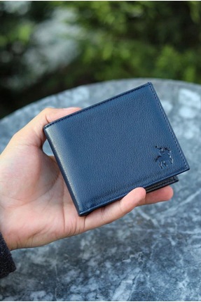 LEWİS POLO Forse Hakiki Deri Bol Kartlıklı Kullanışlı Lacivert Erkek Cüzdanı