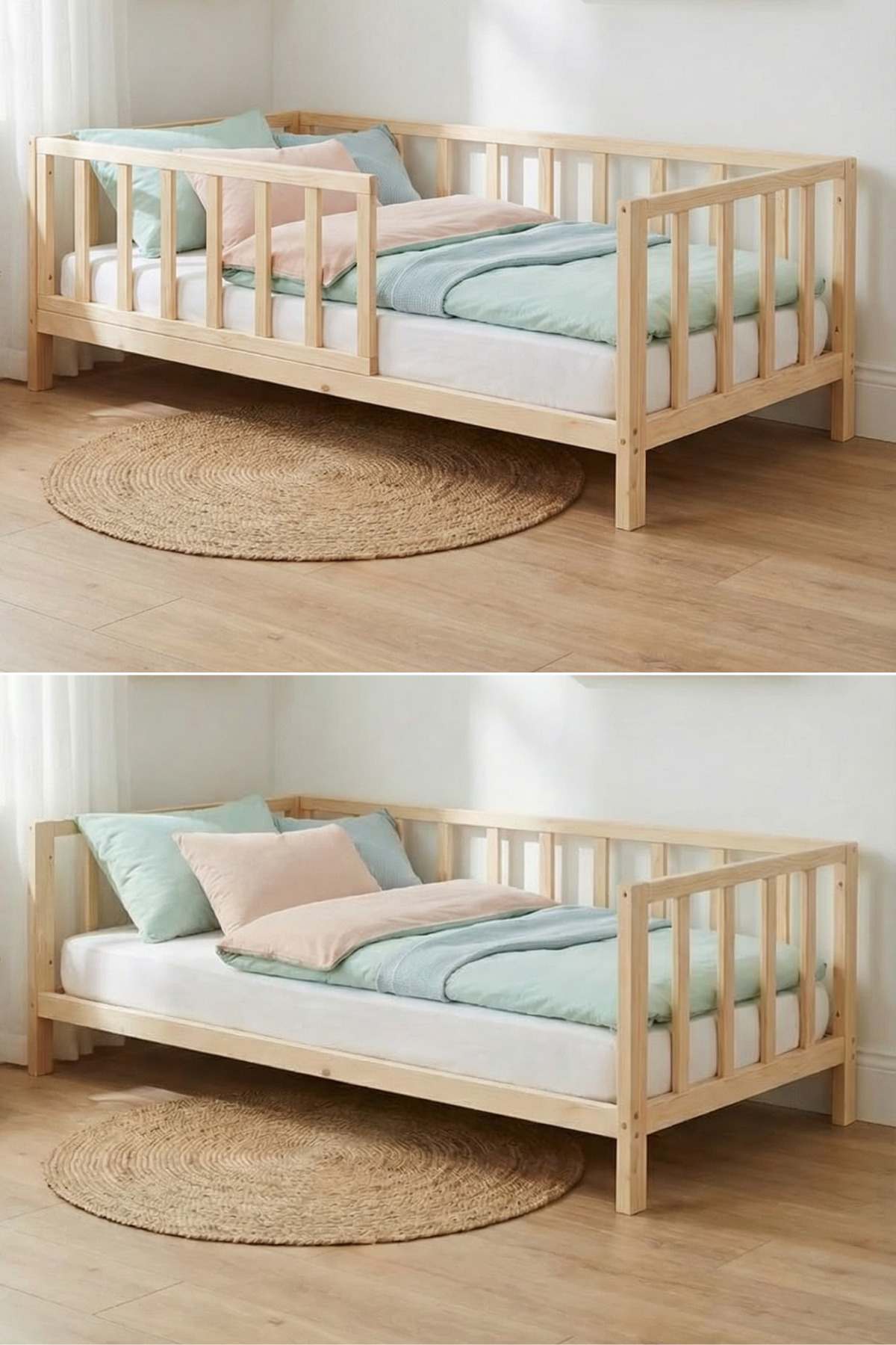 Loolpi Home Star Comfort Montessori Bebek ve Çocuk Karyolası Unisex Doğal Ahşap Yatak fotoğrafı 4 (önizleme)