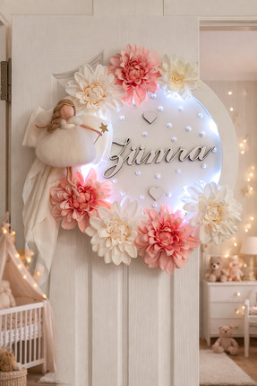 Işıltı Atalier Perili Ledli bebek kapı süsü