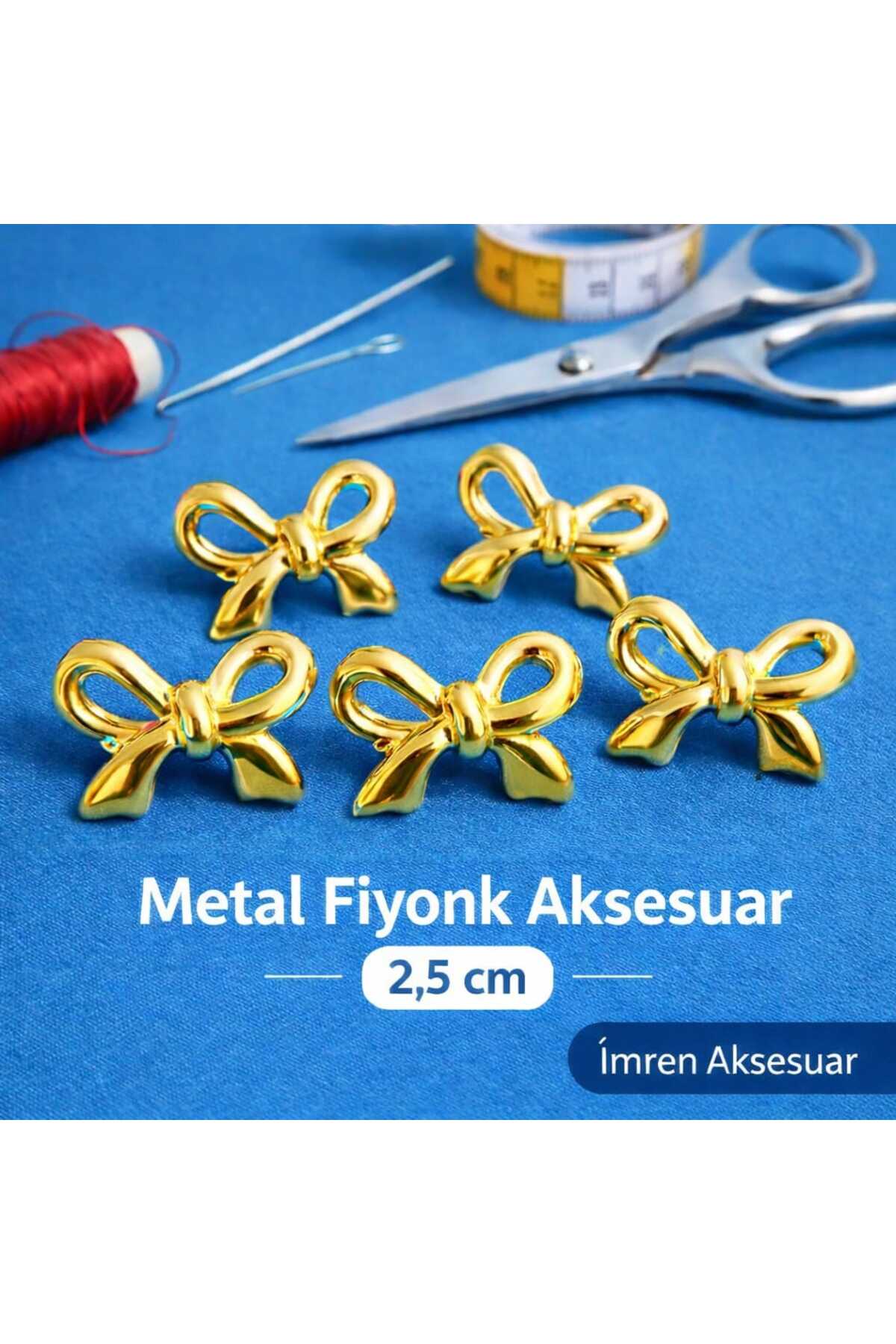 Bow model metal design gold color 6-piece button set