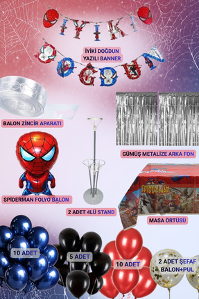 BOXLAND Örümcek Adam Lüks Doğum Günü Seti 8 Kişilik