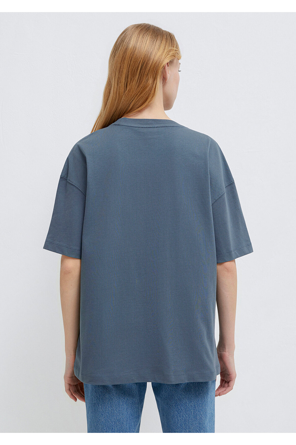 Mavi  Logo Baskılı Lacivert Tişört Oversize / Geniş Kesim 1611592-80776 - Görsel 6
