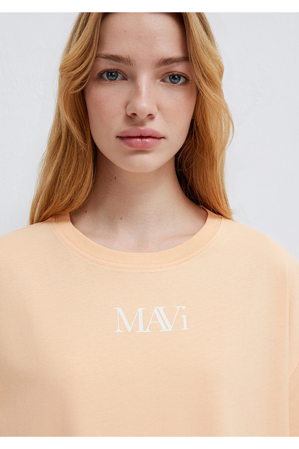 Mavi  Logo Baskılı Turuncu Tişört Oversize / Geniş Kesim 1611593-71220 - Görsel 6