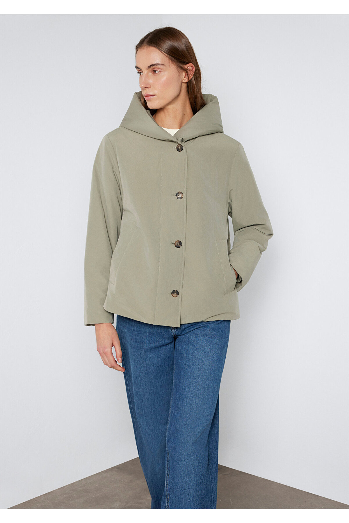 Mavi  Kapüşonlu Yeşil Mont 1110814-71818 - Görsel 4