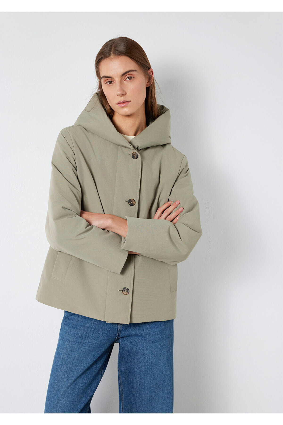 Mavi  Kapüşonlu Yeşil Mont 1110814-71818 - Görsel 3