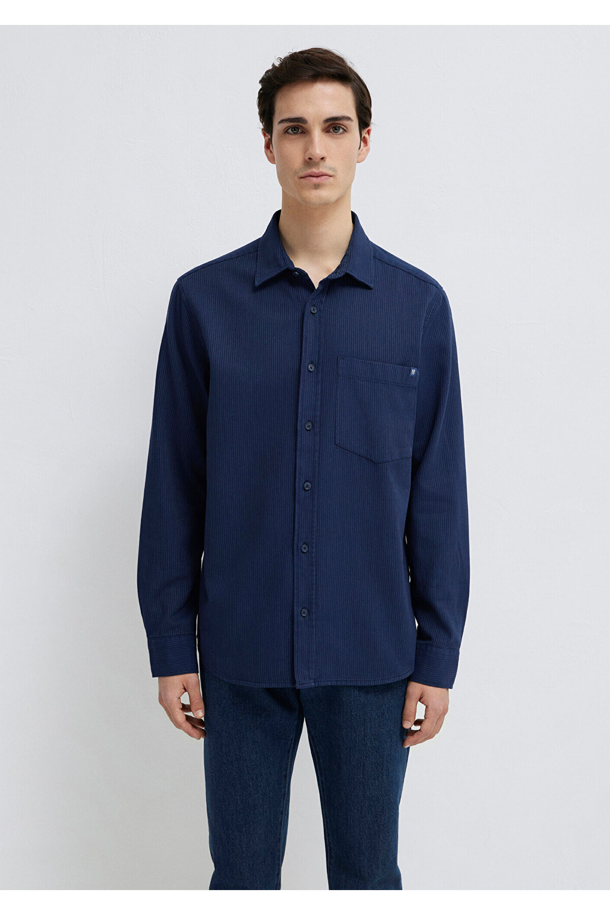 Mavi  Çizgili Lacivert Gömlek Regular Fit / Normal Kesim 0211775-91324 - Görsel 3