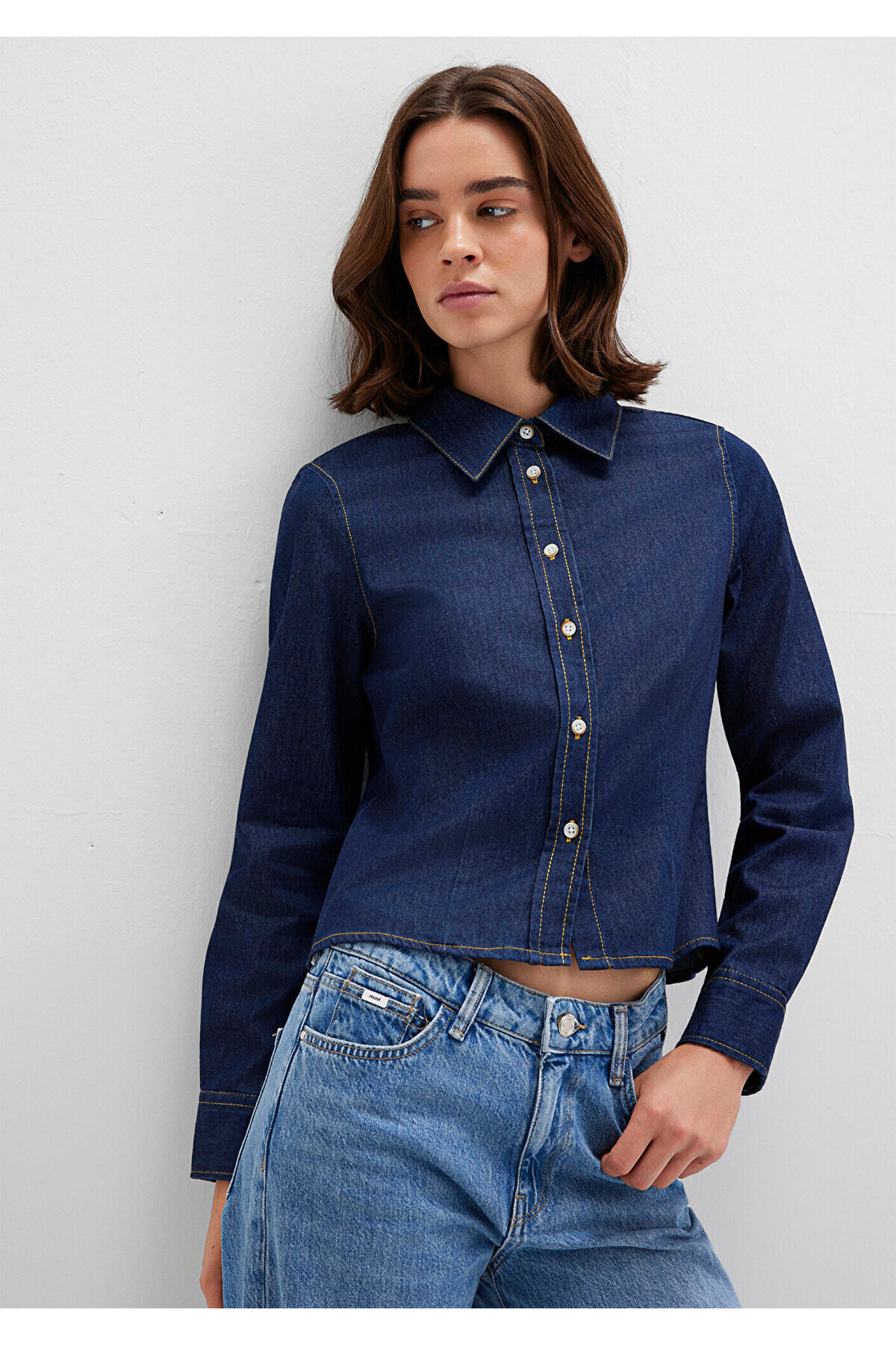 Mavi  Uzun Kol Kadın Gömlek M1211178-85481 - Görsel 3
