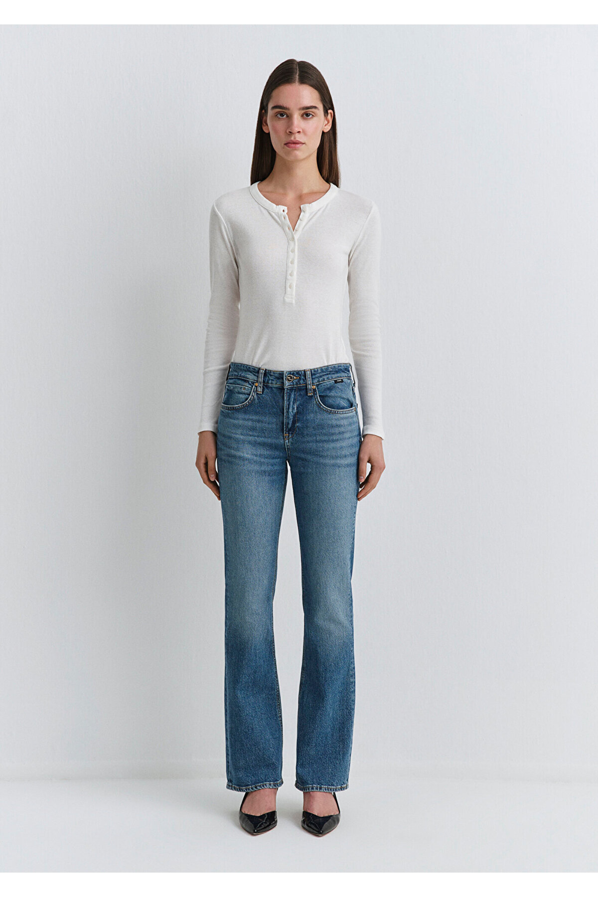 Mavi  Alina Iconic Puslu Indigo Mavisi Jean Pantolon 1012577-90538 - Görsel 4