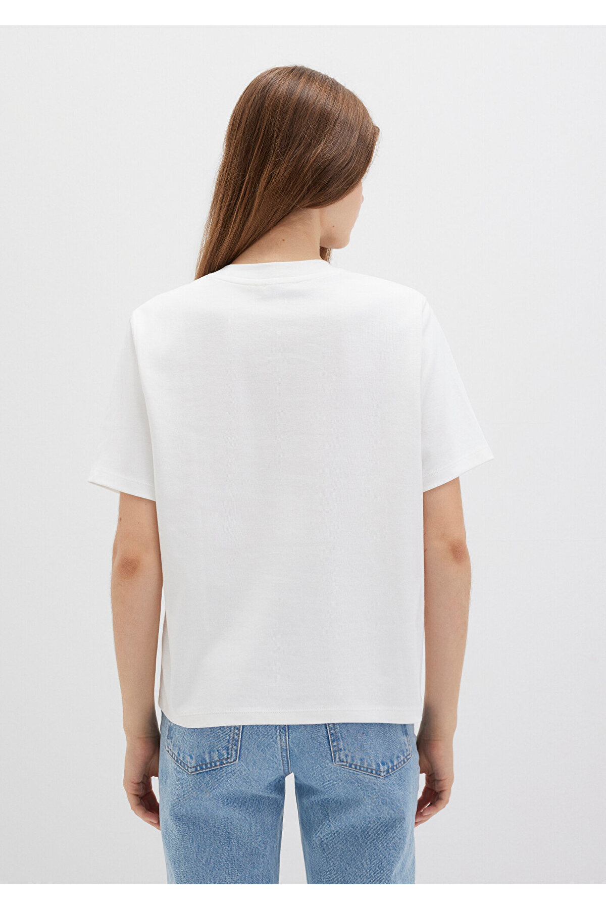 Mavi  Mini Logo Baskılı İnterlok Ekru Basic Tişört Regular Fit / Normal Kesim 1612122-70057 - Görsel 5