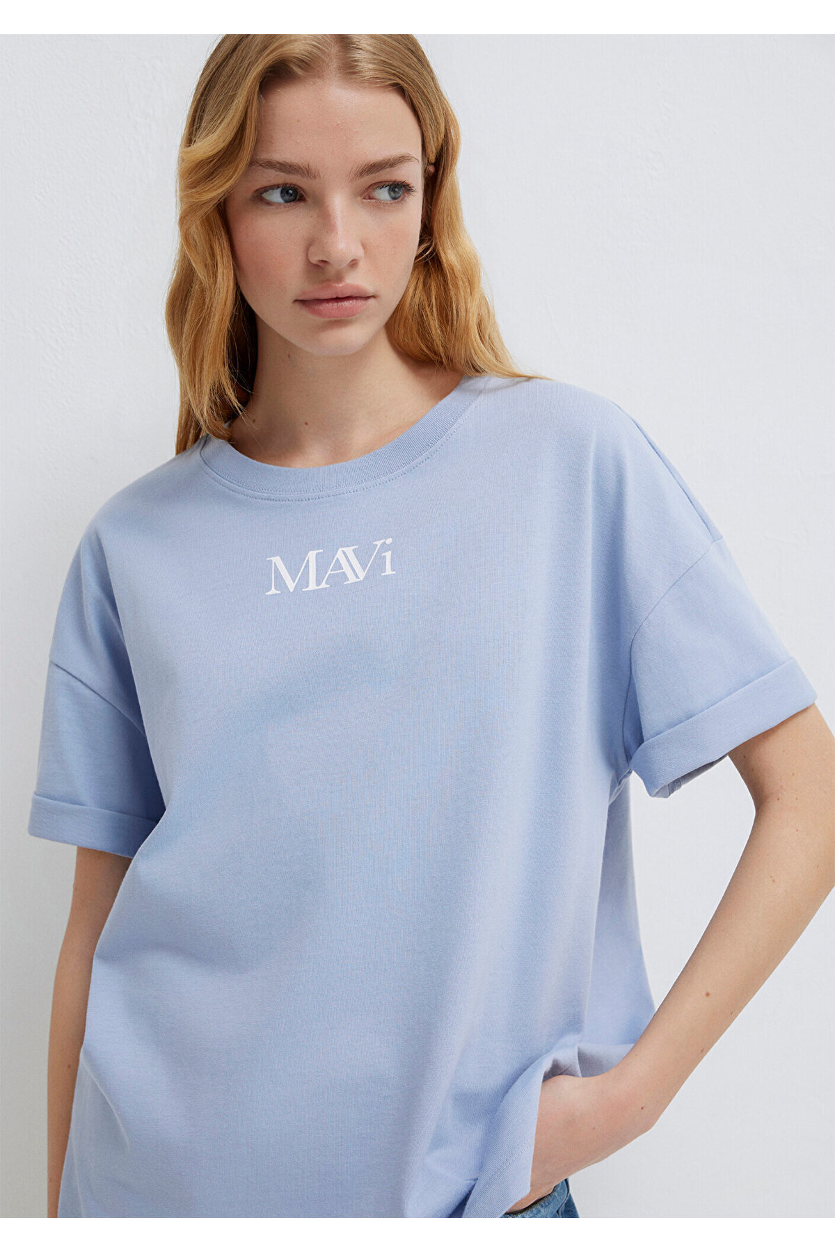 Mavi  Logo Baskılı Tişört Oversize / Geniş Kesim 1611593-85385