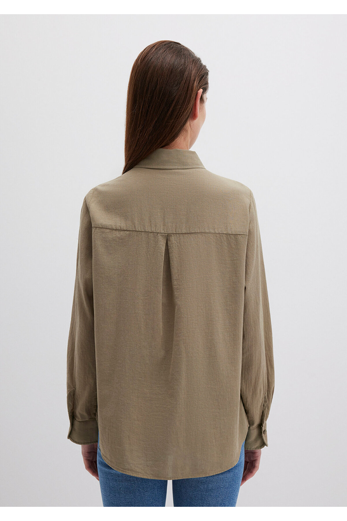 Haki Gömlek Loose Fit / Bol Rahat Kesim 1211171-71819 — سبز — تصویر 4 از 6