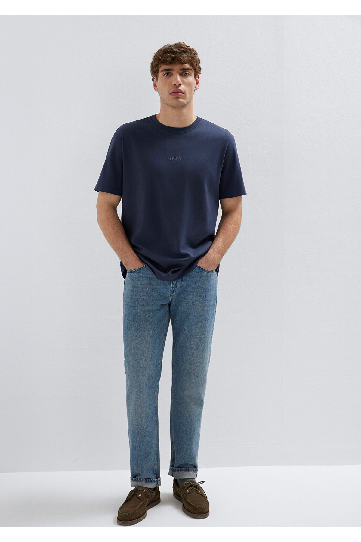 Mavi  Logo Lacivert Basic İnterlok Tişört Loose Fit / Bol Rahat Kesim 0613102-85315 - Görsel 2