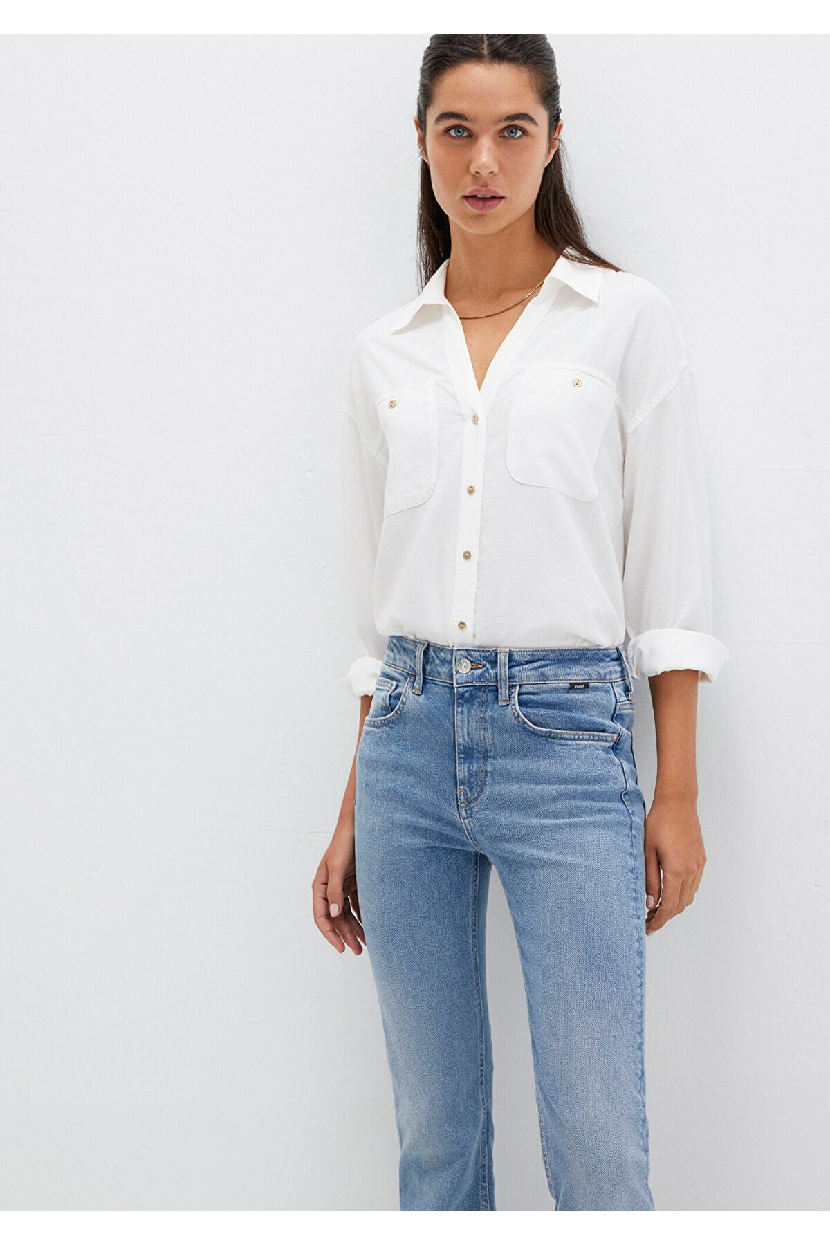 Mavi  Ekru Gömlek Regular Fit / Normal Kesim 1210985-70057