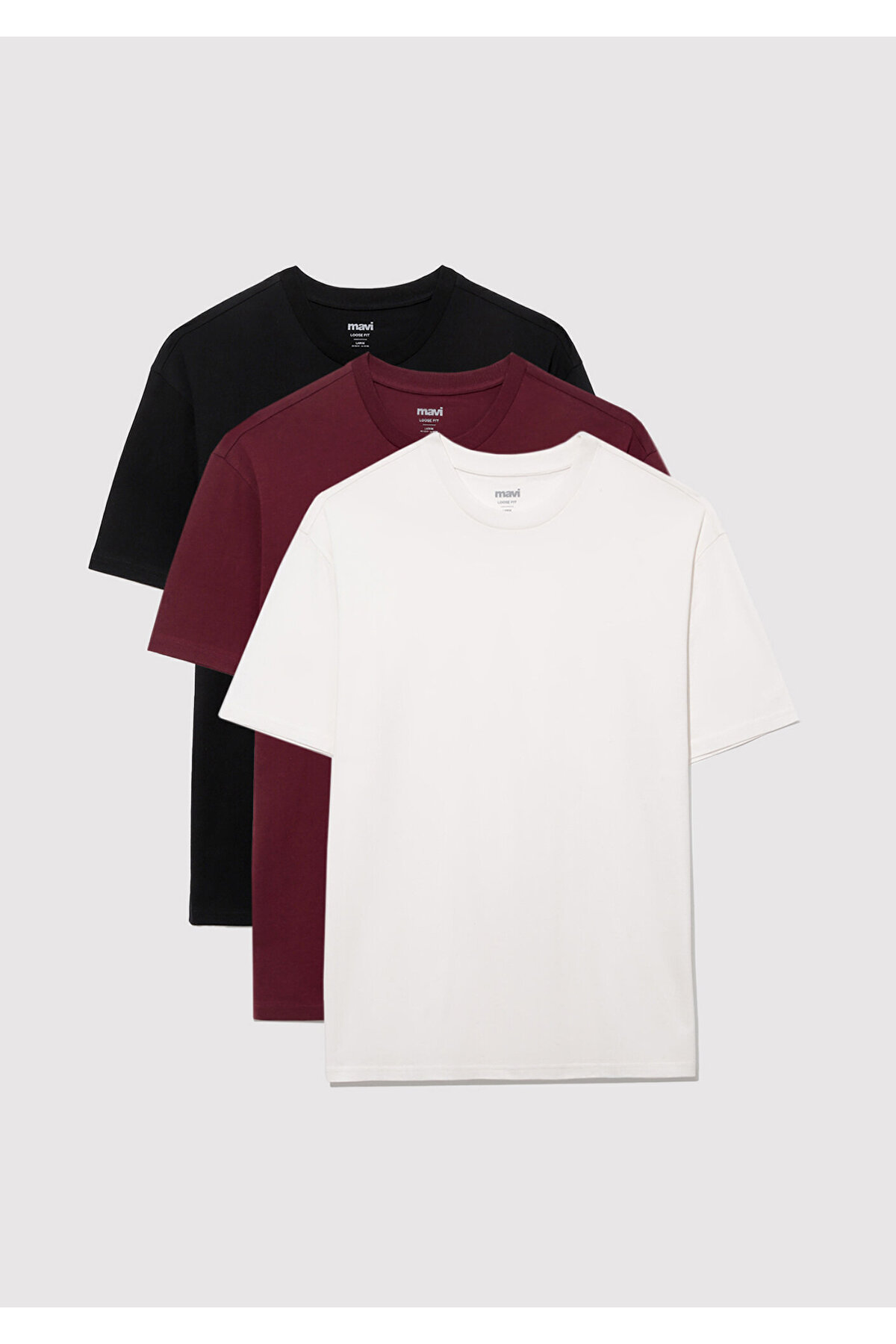 Mavi  3lü Erkek Basic Tişört Loose Fit / Bol Rahat Kesim 0612315-70057