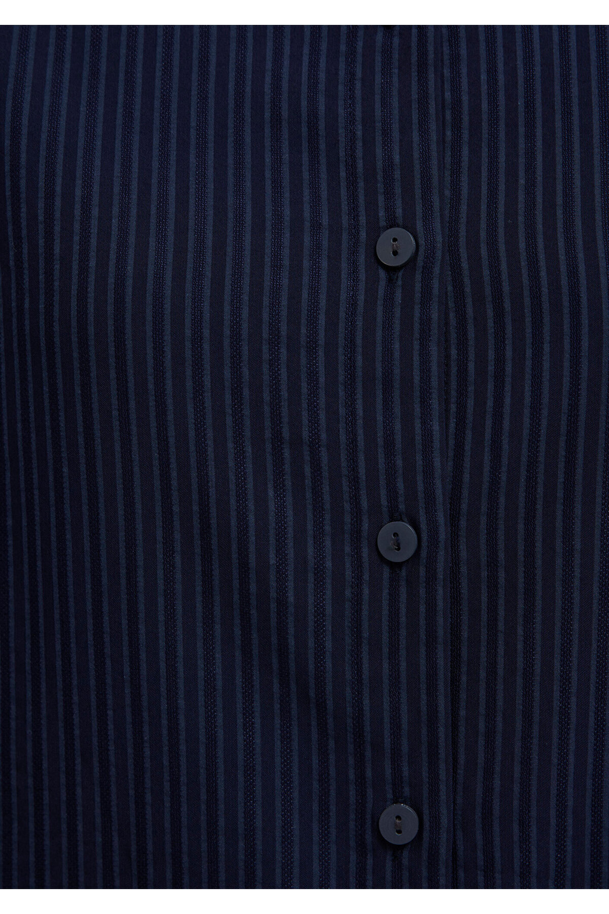 Mavi  Çizgili Lacivert Gömlek Oversize / Geniş Kesim 1210878-83699 - Görsel 7