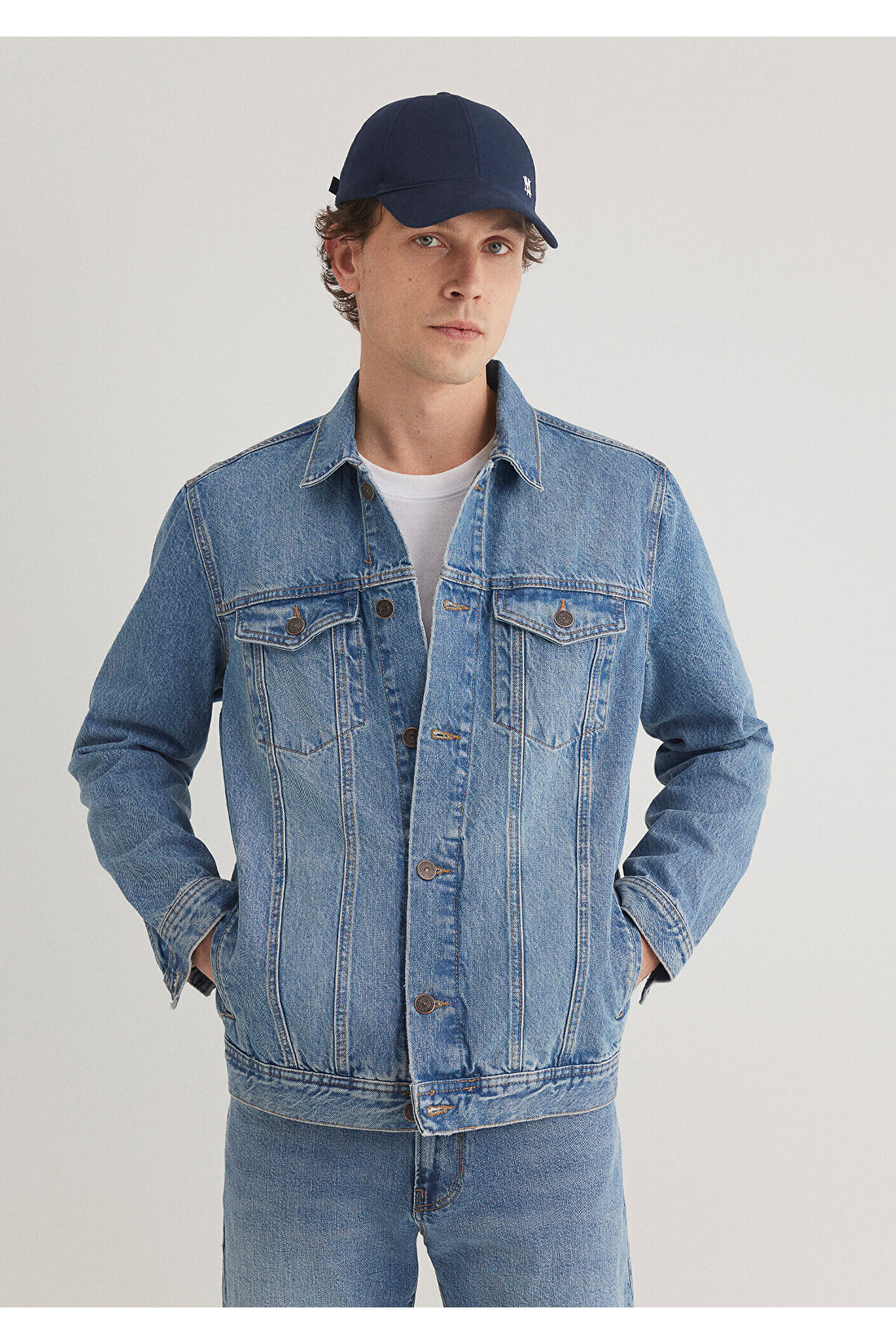 Mavi  Drake Classic Denim Puslu Indigo Mavi Jean Ceket 010143-89136 - Görsel 3