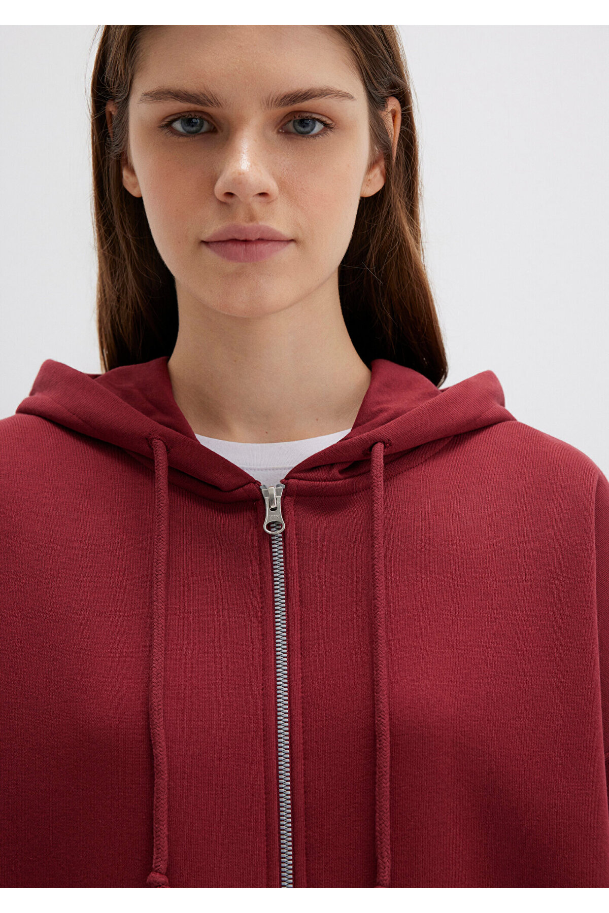 Mavi  Kapüşonlu Fermuarlı Bordo Sweatshirt 1610221-85493 - Görsel 5