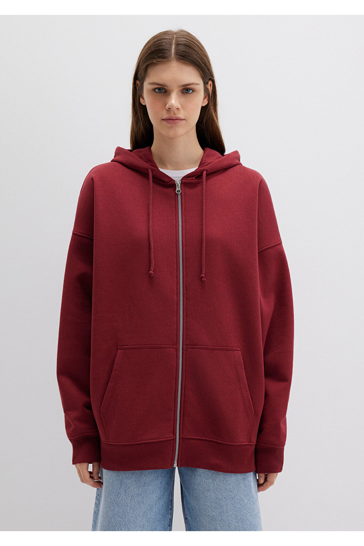 Mavi  Kapüşonlu Fermuarlı Bordo Sweatshirt 1610221-85493 - Görsel 3