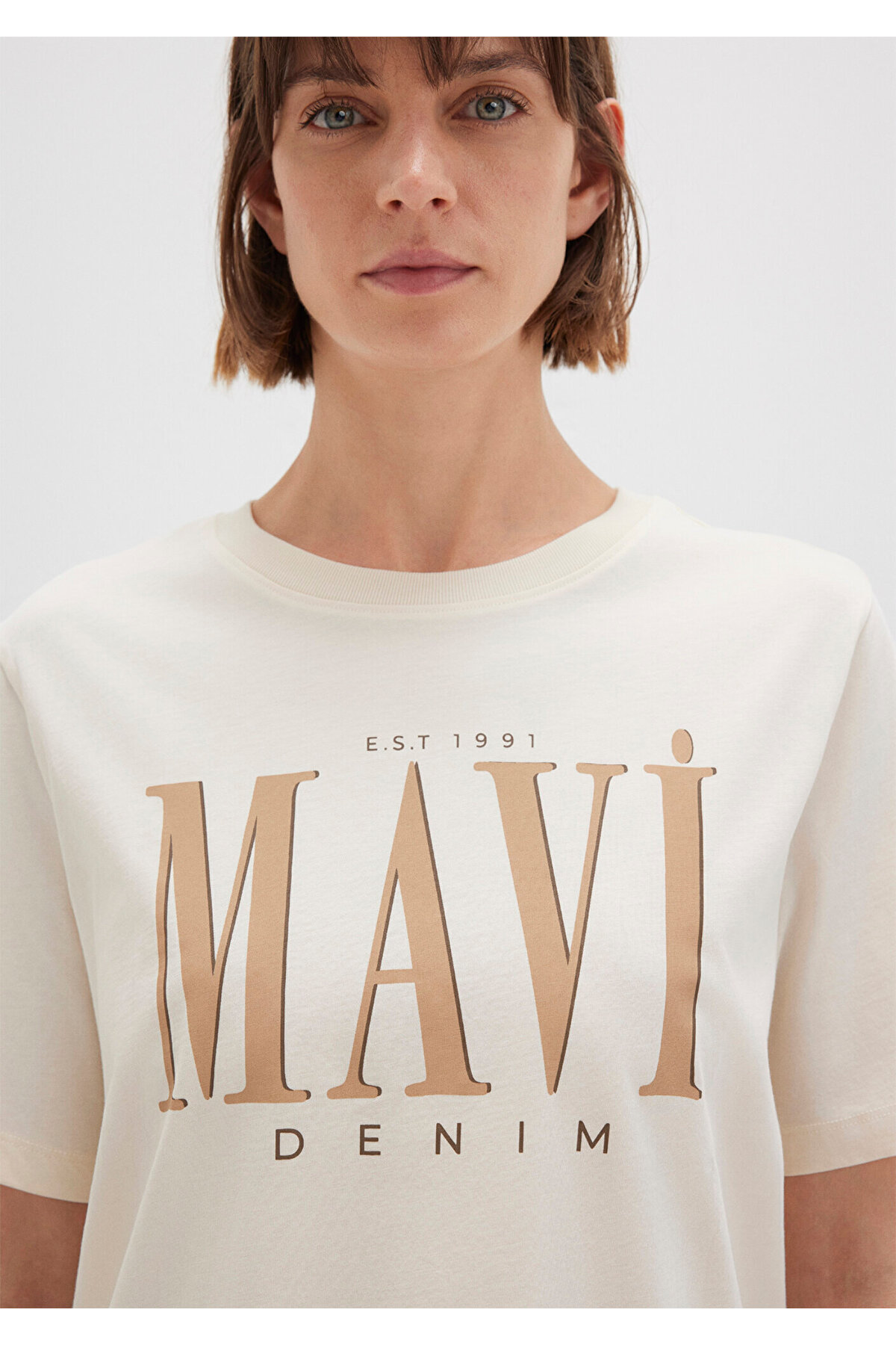 Mavi  Logo Baskılı Bej Tişört Regular Fit / Normal Kesim 1611990-70008 - Görsel 6