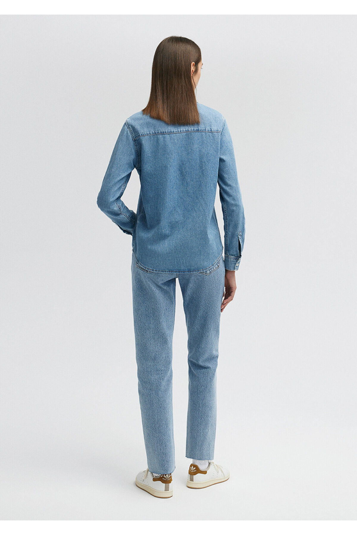 Mavi  Merida Real Blue Indigo Mavisi Jean Gömlek Fitted / Vücuda Oturan Kesim 1210662-86492 - Görsel 3