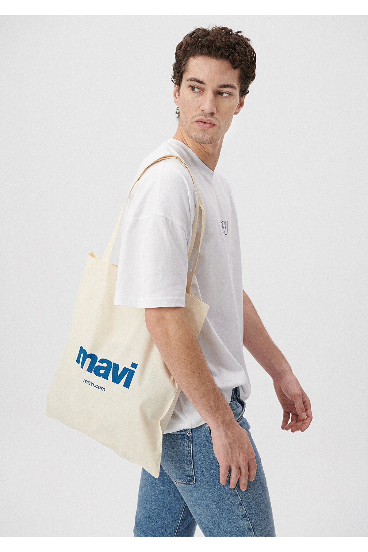 Mavi  Logolu Çevre Dostu Geri Dönüştürülebilir Bez Çanta PO393918 - Görsel 3