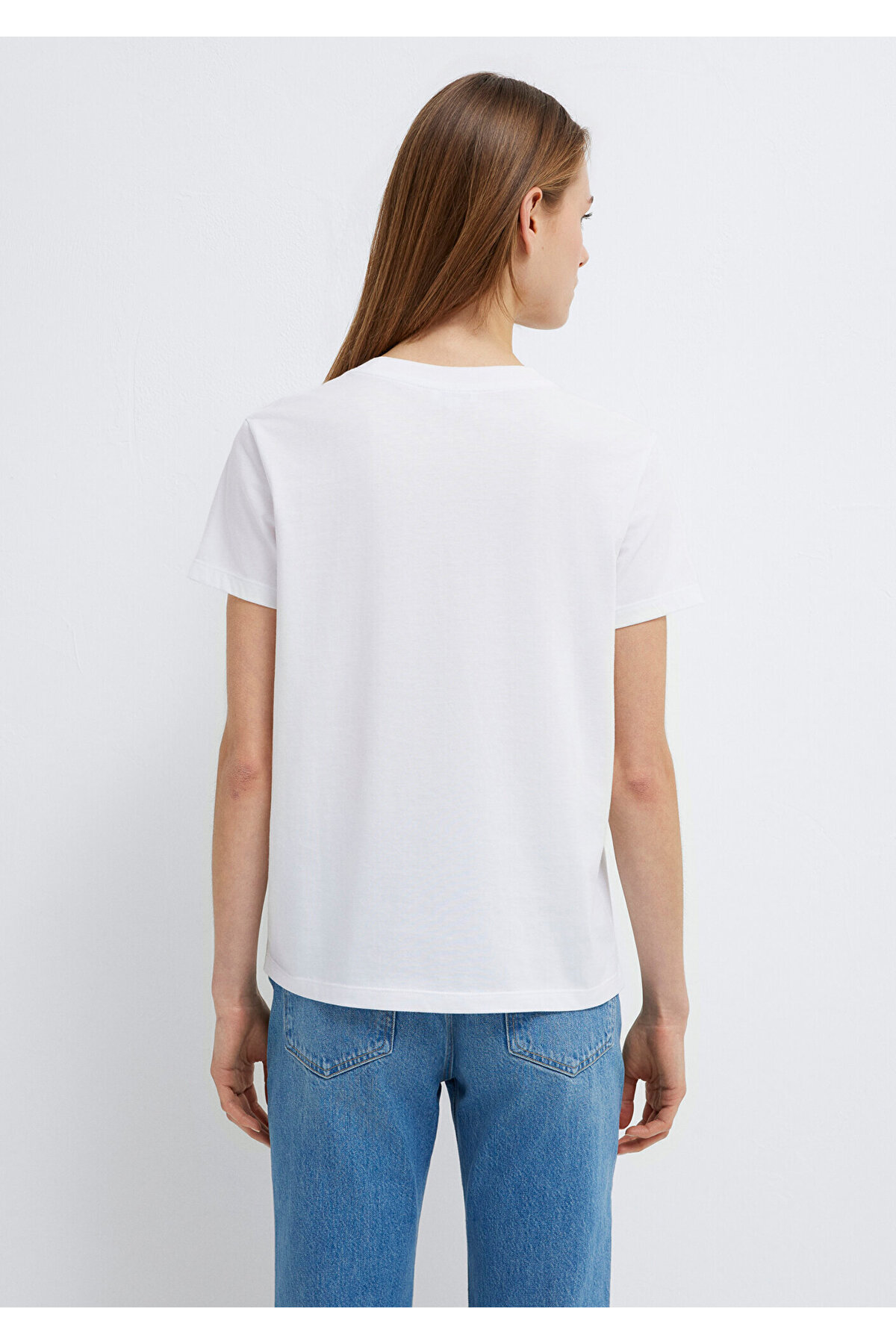 Mavi  Kırmızı Miav Baskılı Beyaz Tişört Regular Fit / Normal Kesim 1610622-86417 - Görsel 6