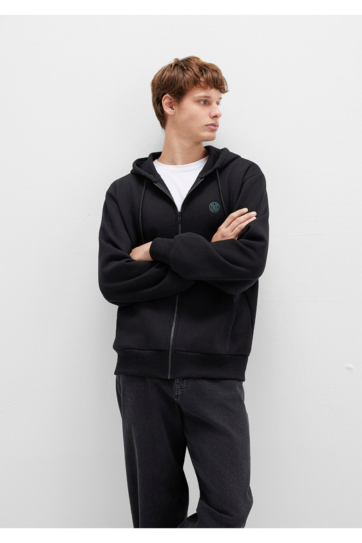 Mavi  Mühür Logo Nakışlı Kapüşonlu Fermuarlı Siyah Sweatshirt 066979-900 - Görsel 2