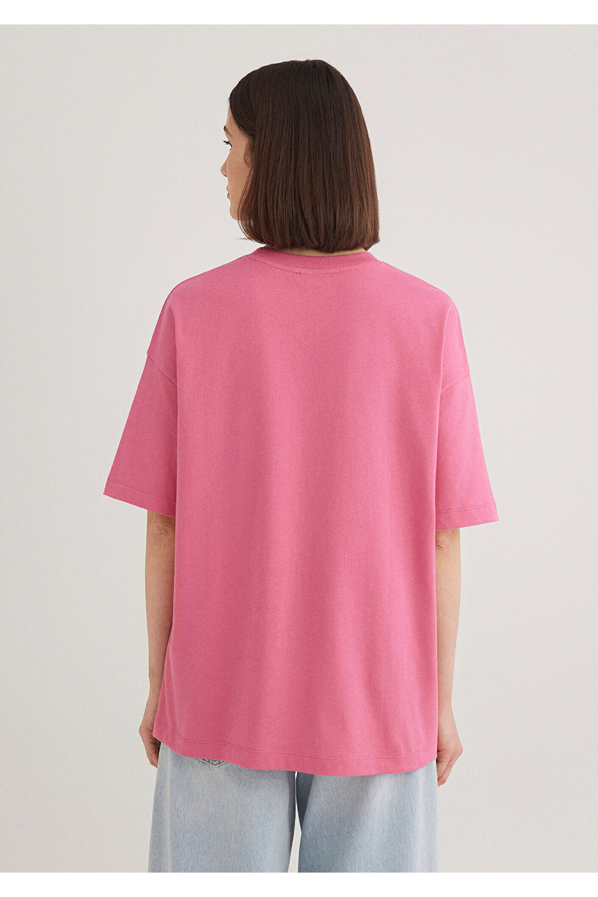 Mavi  Logo Baskılı Pembe Tişört Oversize / Geniş Kesim 1611593-84680 - Görsel 4