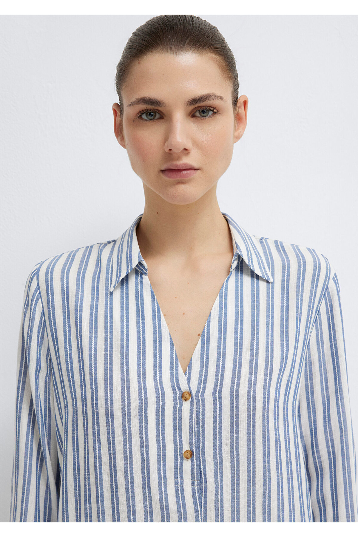 Mavi  Çizgili Bluz 122400-83979 - Görsel 7
