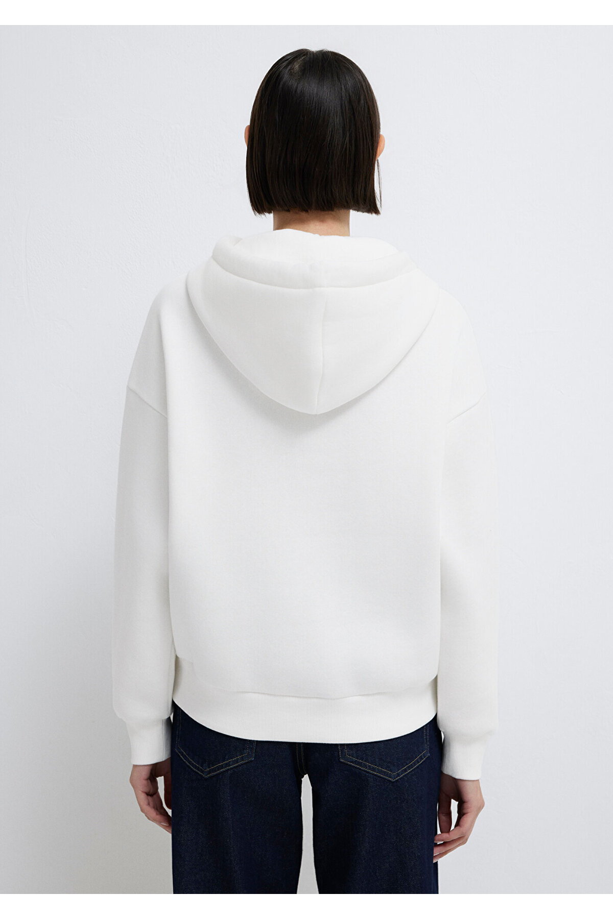 Mavi  Logo Baskılı Kapüşonlu Ekru Sweatshirt 168334-81964 - Görsel 5