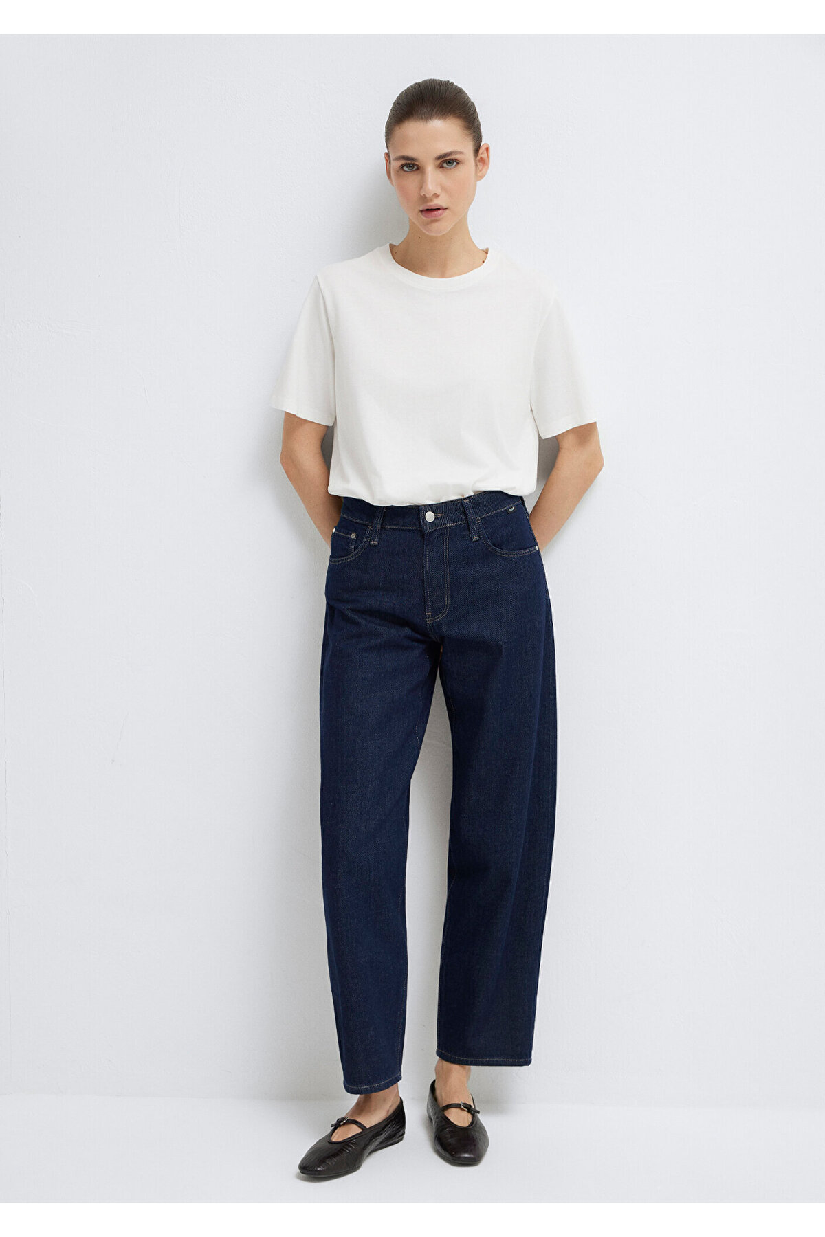 Mavi  Ekru Basic Tişört Regular Fit / Normal Kesim 1600965-33389 - Görsel 2