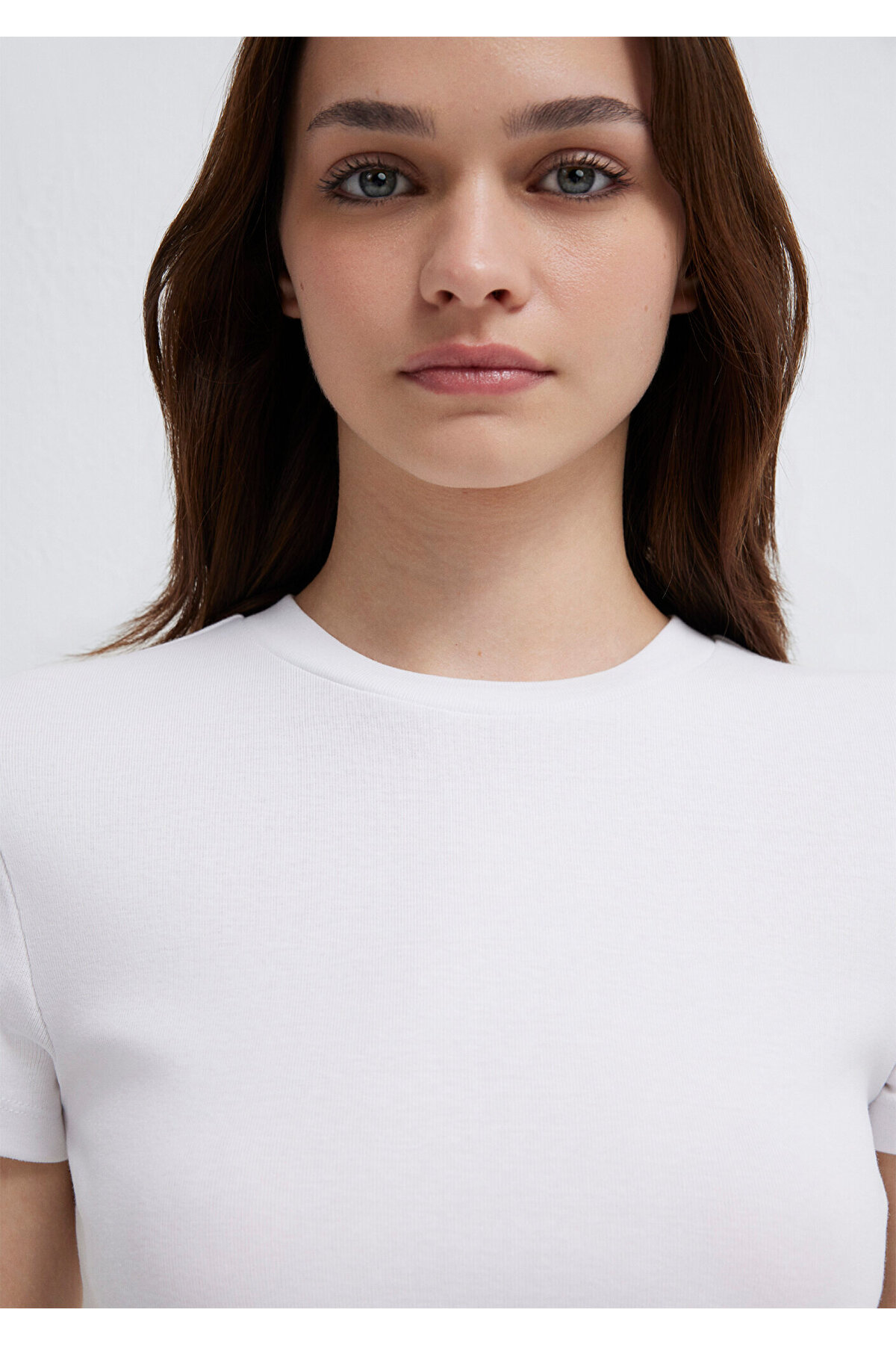 Mavi  Beyaz Basic Crop Tişört Crop / Kısa Kesim 1600814-620 - Görsel 7