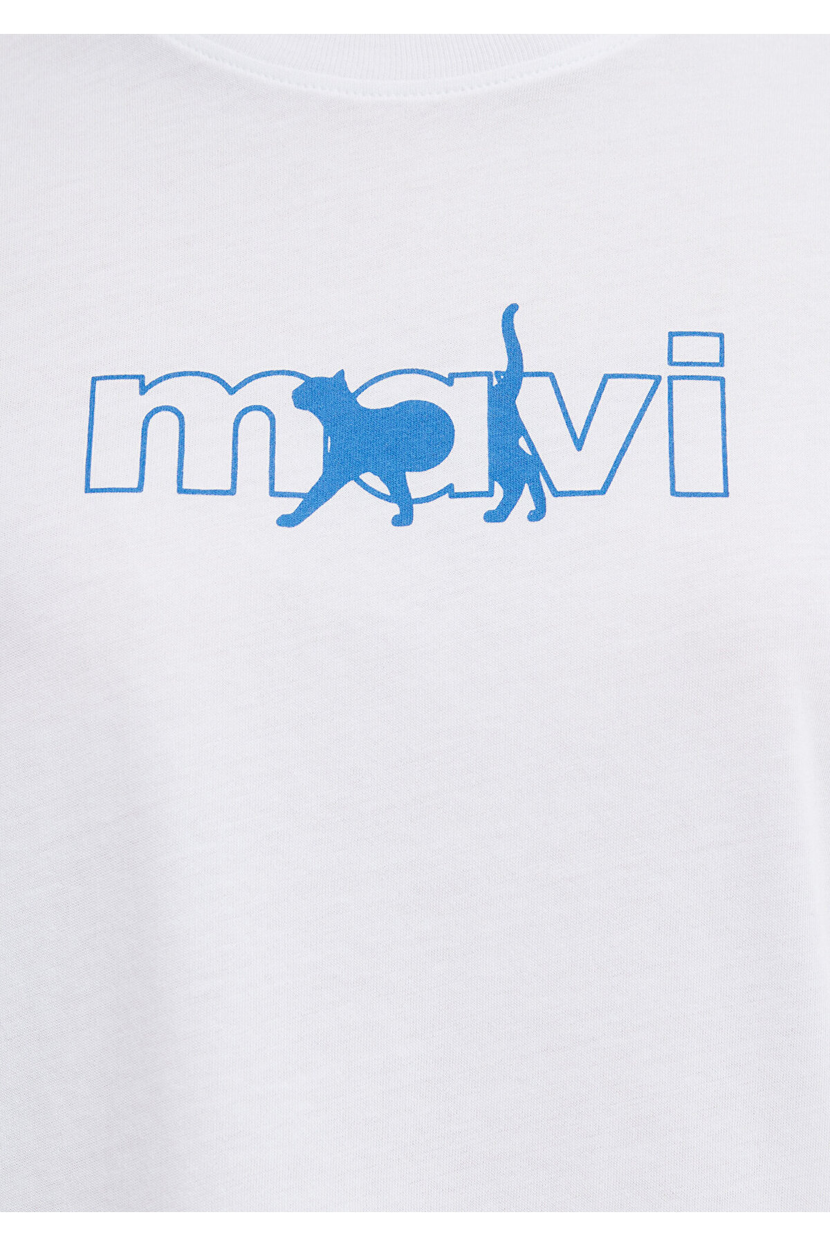 Mavi  Kedi Logo Baskılı Beyaz Tişört Regular Fit / Normal Kesim 1611478-620 - Görsel 7