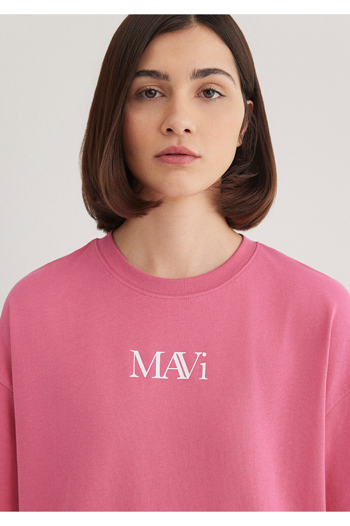 Mavi  Logo Baskılı Pembe Tişört Oversize / Geniş Kesim 1611593-84680 - Görsel 5