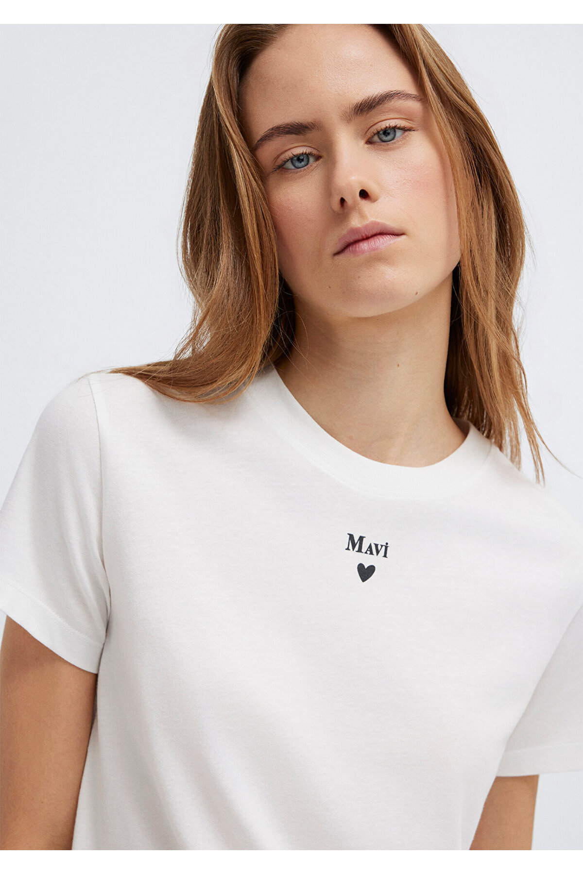 Mavi  Logo Baskılı Beyaz Tişört Semi Slim Fit / Yarı Dar Kesim 1601185-33389 - Görsel 4