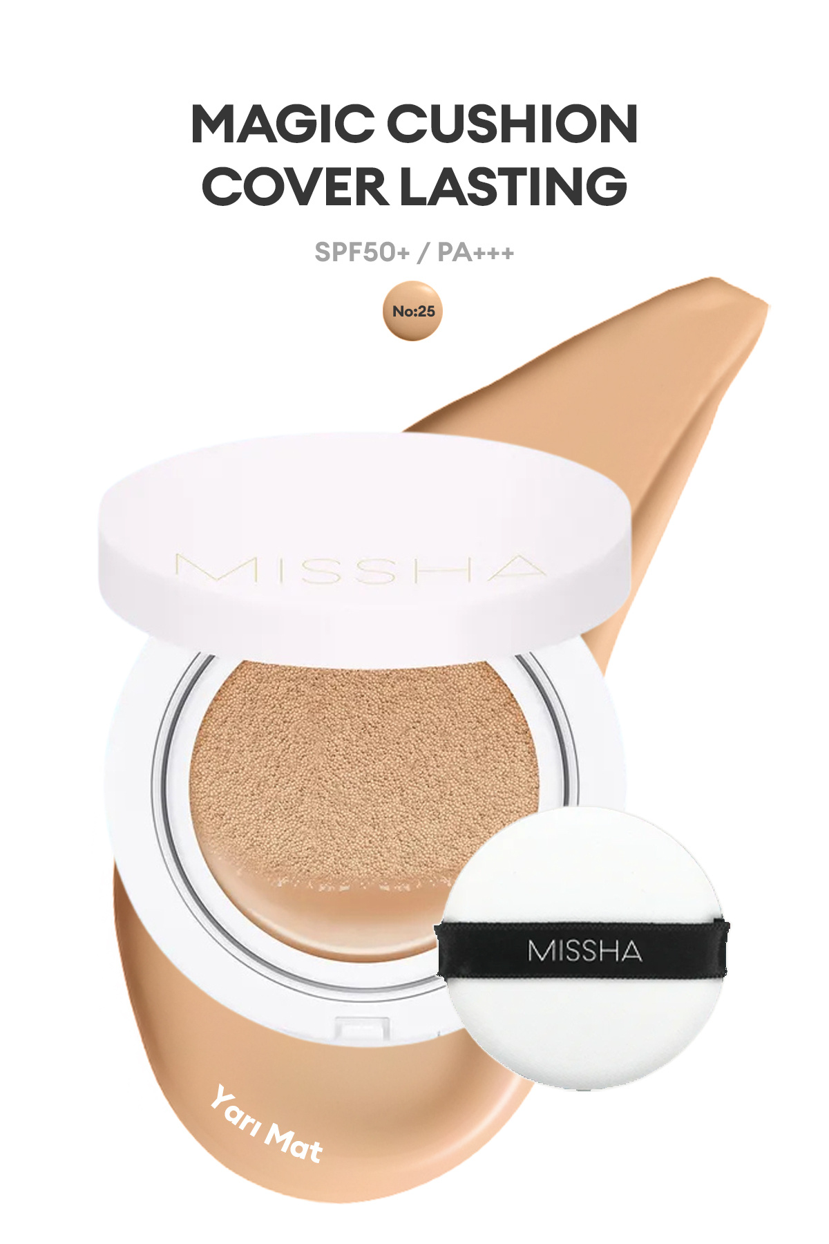 Missha Yüksek Kapatıcı Yarı Mat Cushion Fondöten Magic Cushion Cover Lasting No.25 SPF 50+ PA+++ - Fiyatı, Yorumları